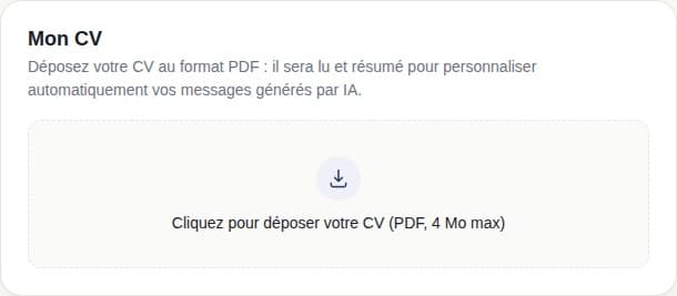 Zone de dépôt du CV