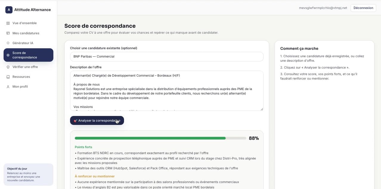 Outil de score de correspondance